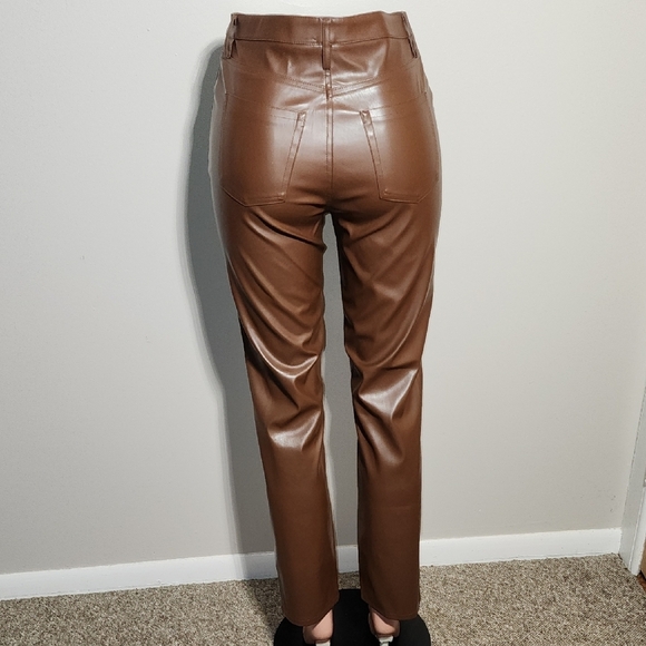 No Boundaries Chocolate Faux Leather Pants - Picture 5 of 8